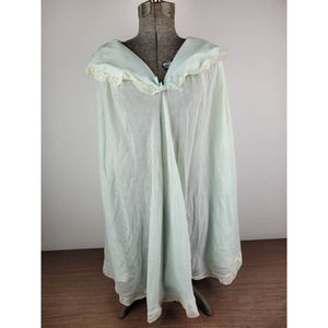 Vintage 50s Saramal ILGWU Lingerie Green Lace Babydoll Nightgown Size Small